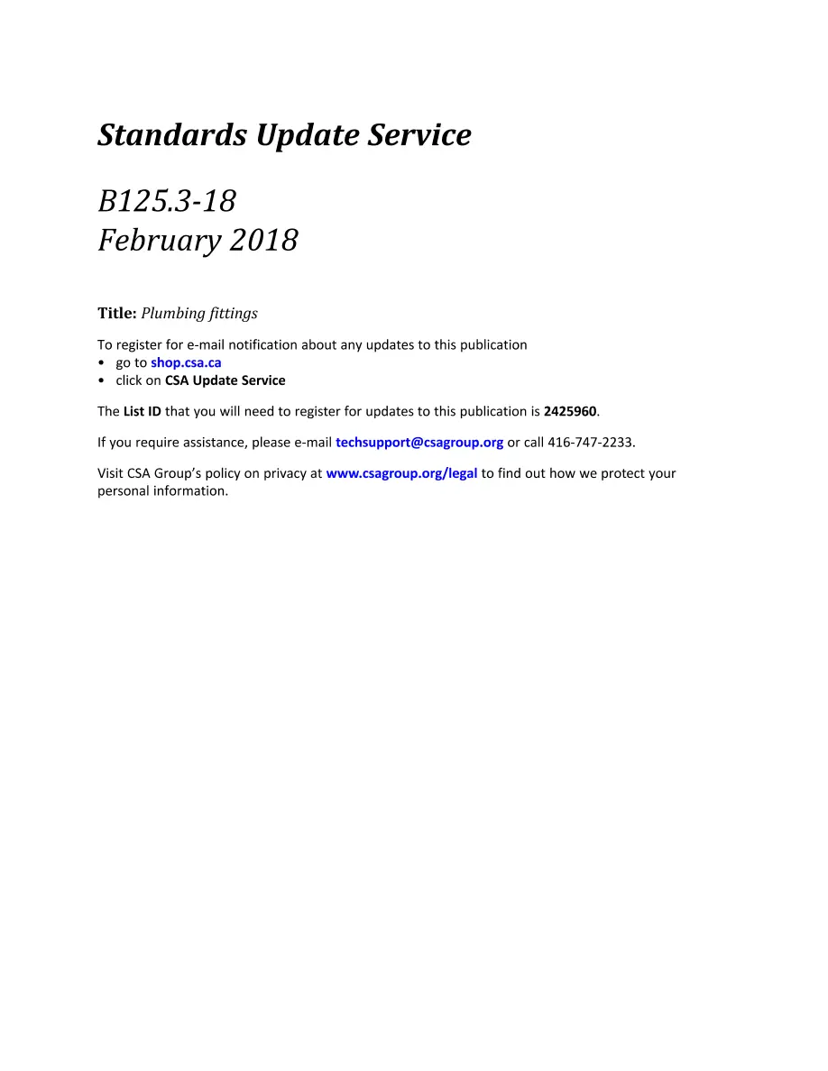 CSA B125.3-18 CSA B125.3-18 pdf