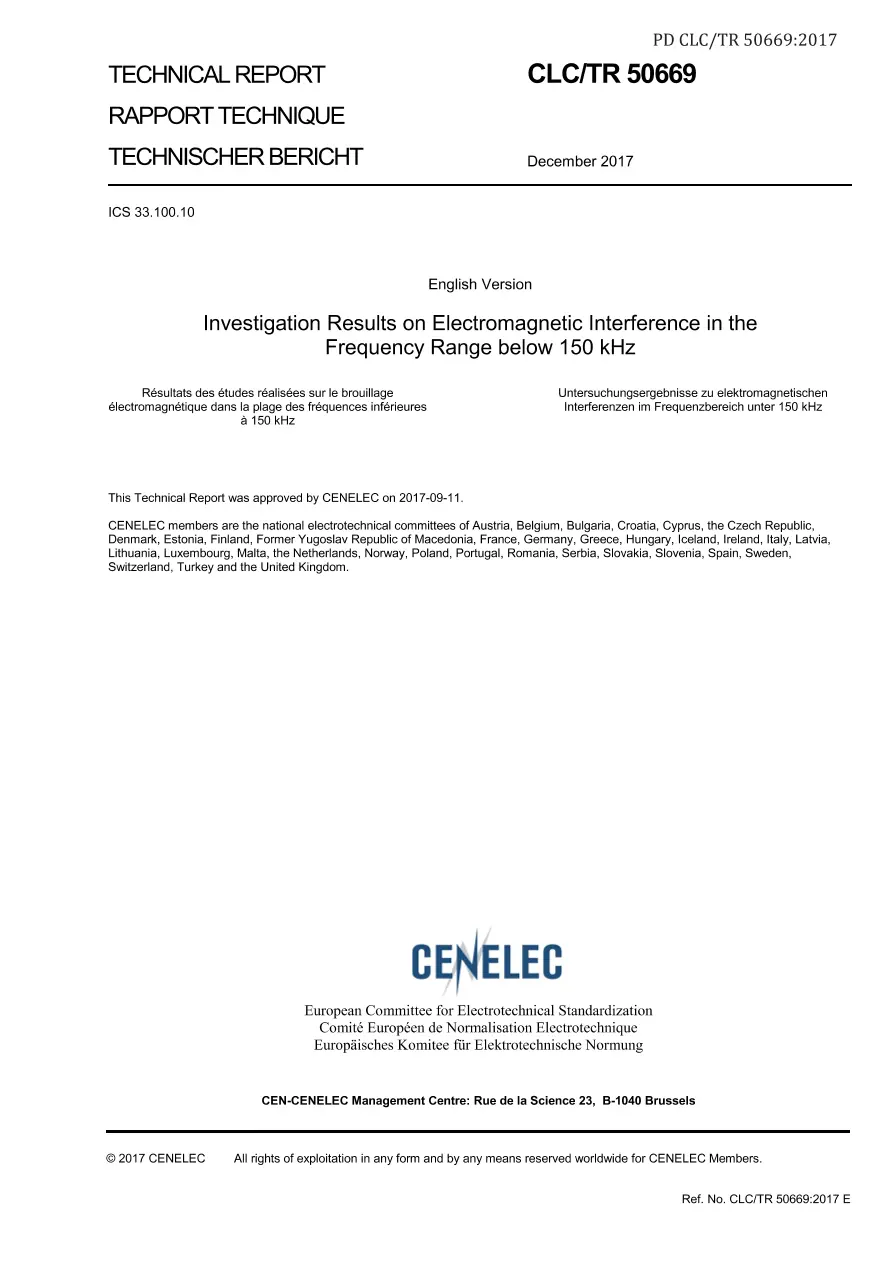 BS PD CLC/TR 50669:2017 pdf