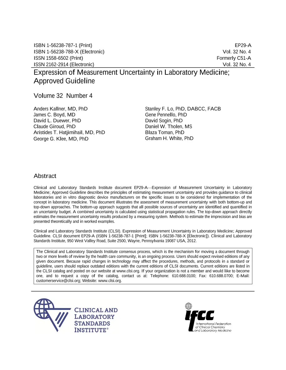 CLSI EP29-A CLSI EP29-A pdf