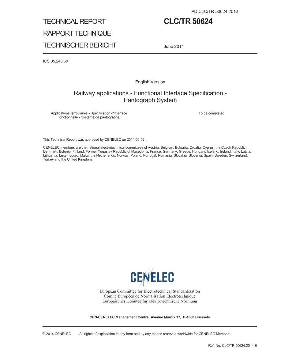 BS PD CLC/TR 50624:2014 pdf