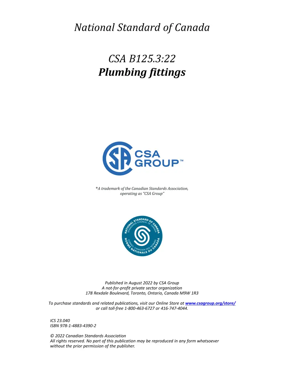 CSA B125.3:22 CSA B125.3:22 pdf