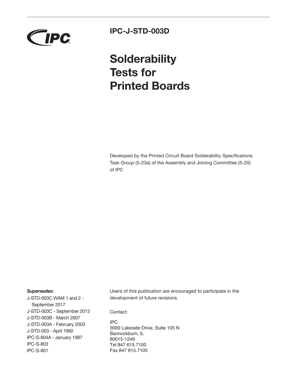 IPC J-STD-003D:2022 pdf