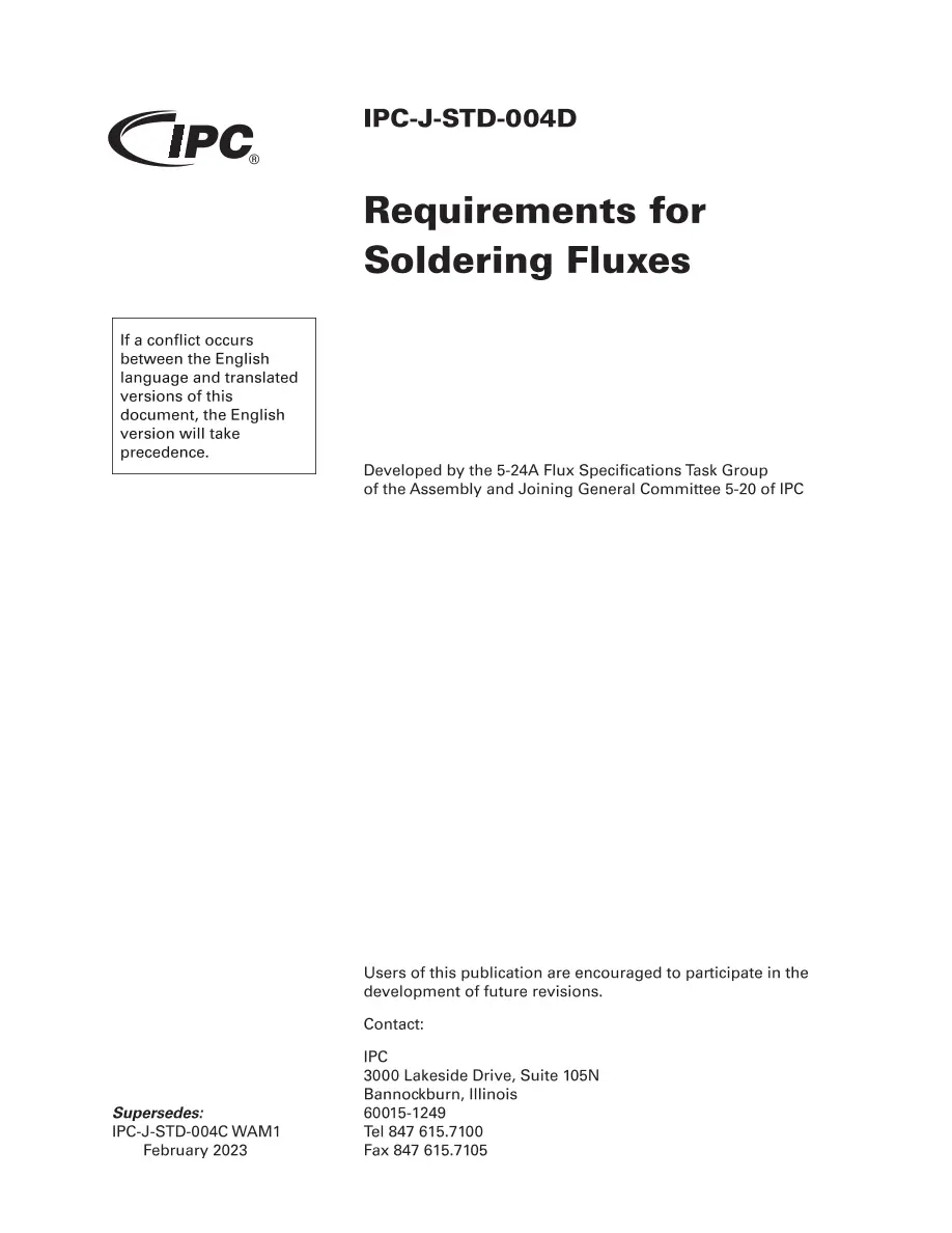 IPC J-STD-004D IPC J-STD-004D pdf