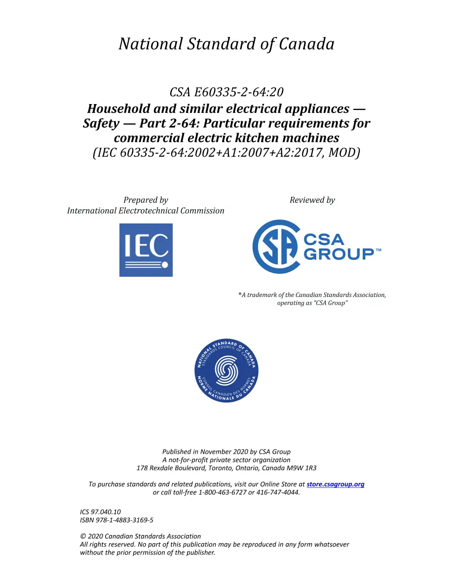 CSA E60335-2-64:20 CSA E60335-2-64:20 pdf