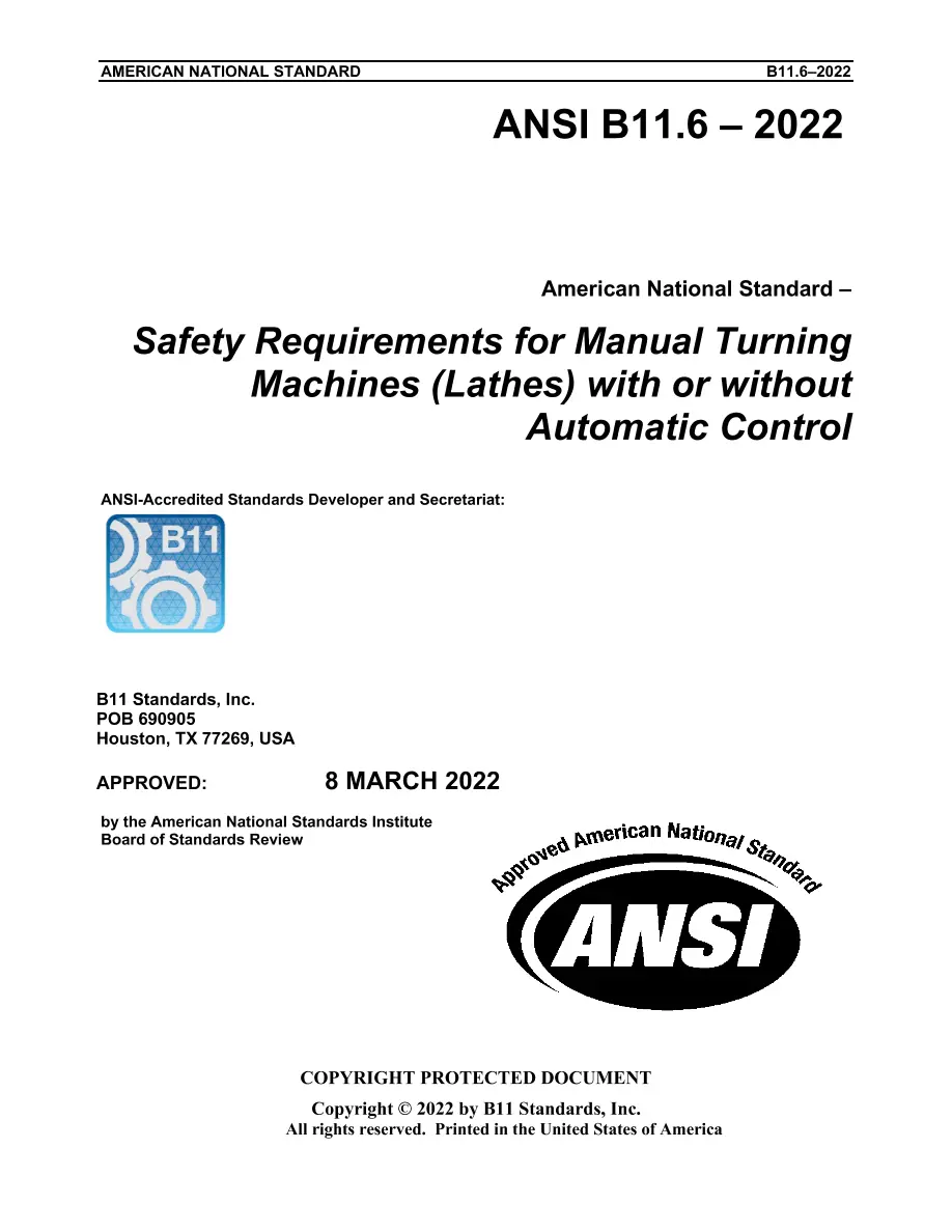B11 B11.6-2022 B11 B11.6-2022 pdf