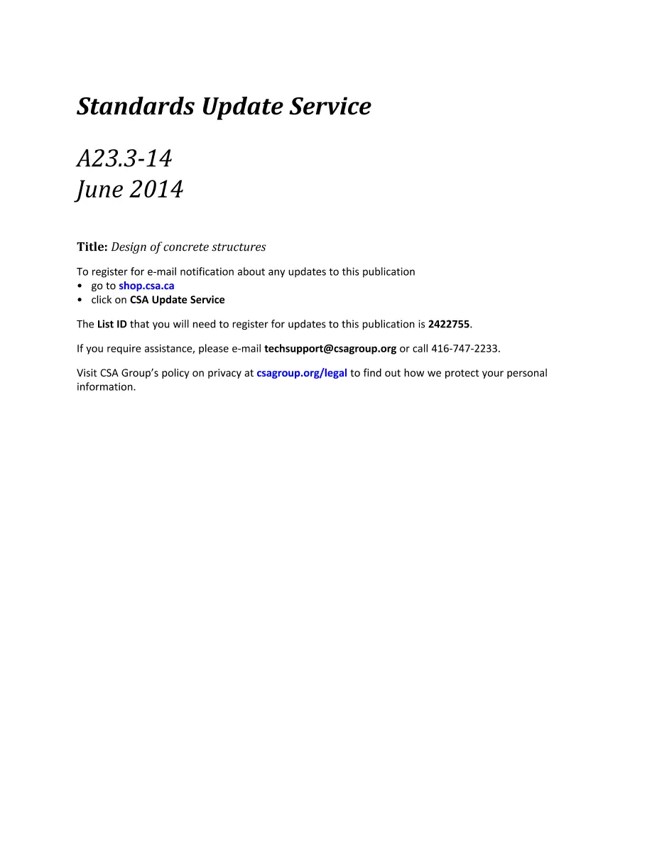 CSA A23.3-14 CSA A23.3-14 pdf