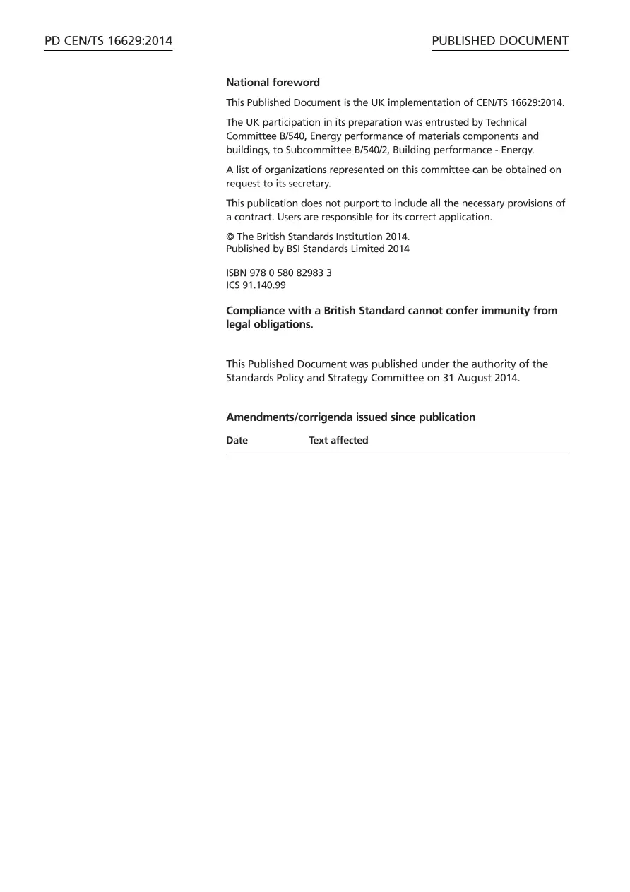 BS PD CEN/TS 16629:2014 BS PD CEN/TS 16629:2014 pdf
