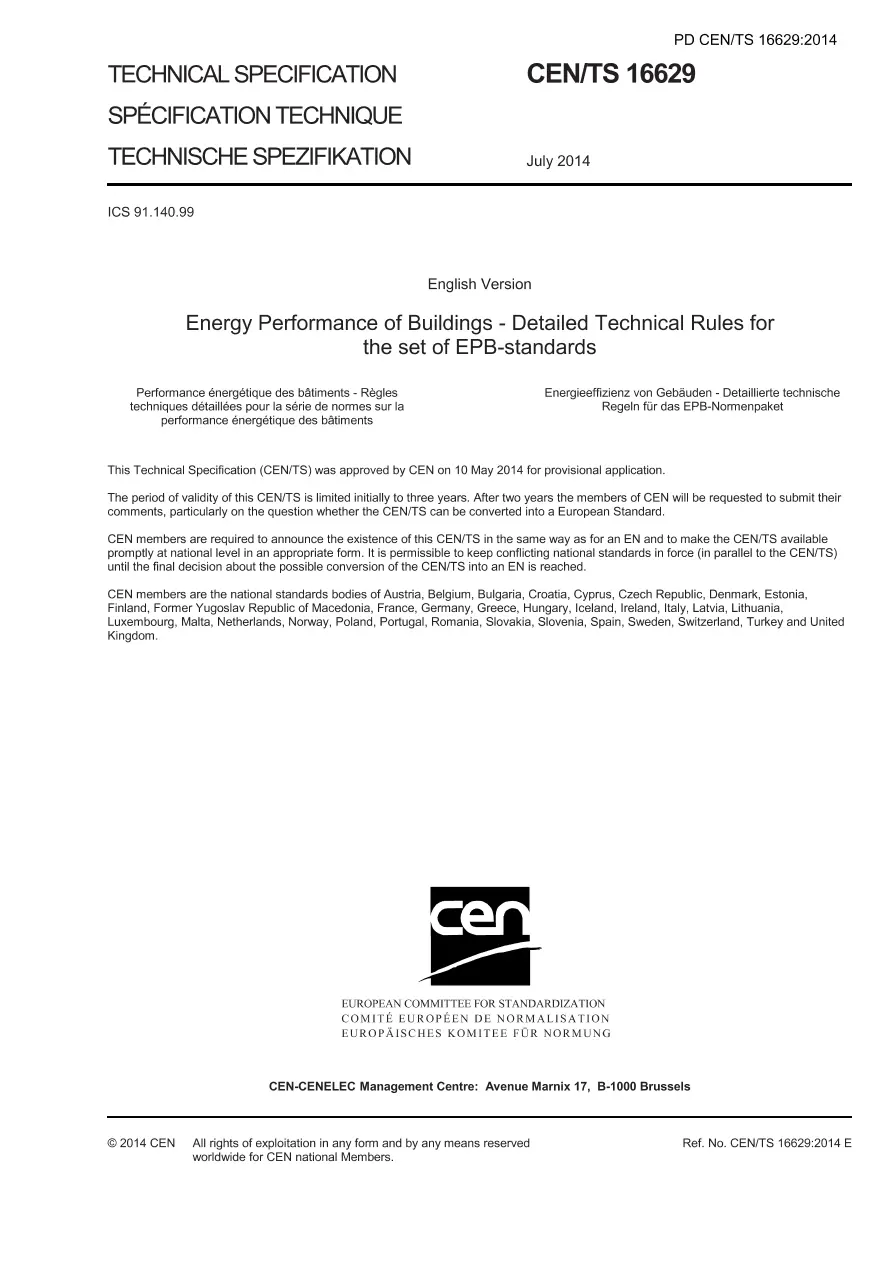 BS PD CEN/TS 16629:2014 BS PD CEN/TS 16629:2014 pdf