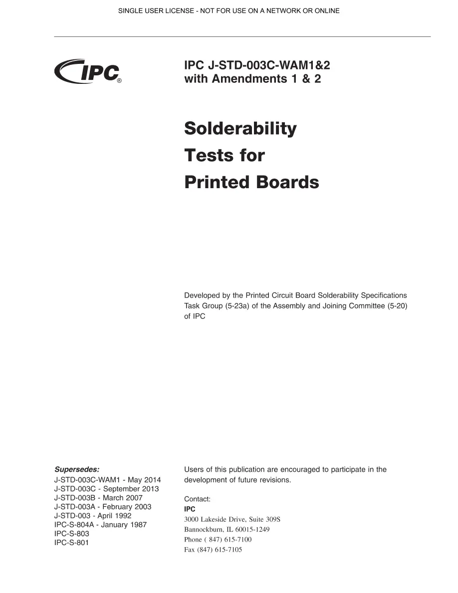 IPC J-STD-003C-WAM1&2 IPC J-STD-003C-WAM1&2 pdf