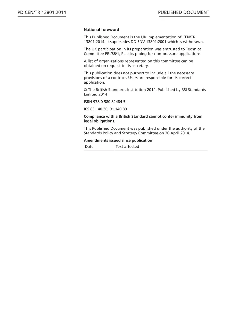 BS PD CEN/TR 13801:2014 BS PD CEN/TR 13801:2014 pdf
