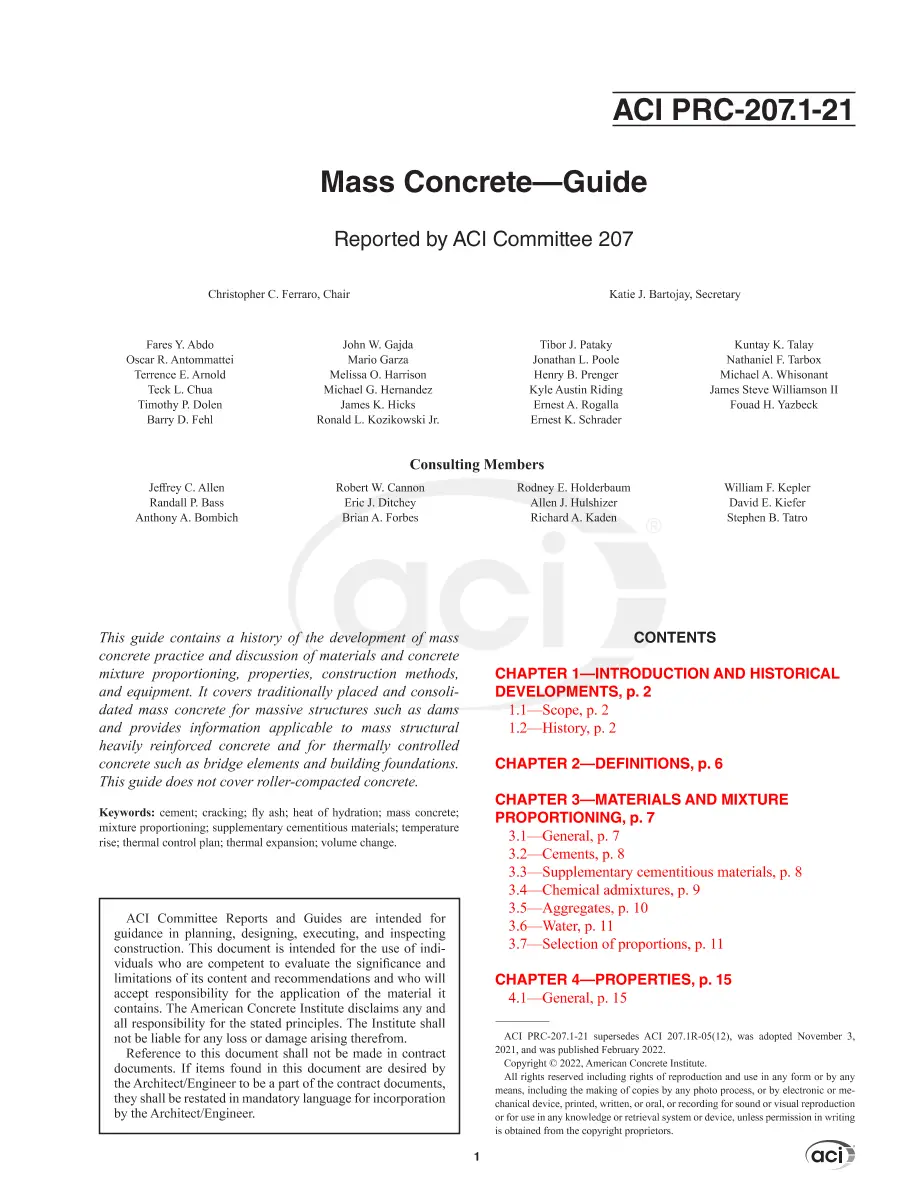 ACI 207.1-21 ACI 207.1-21 pdf