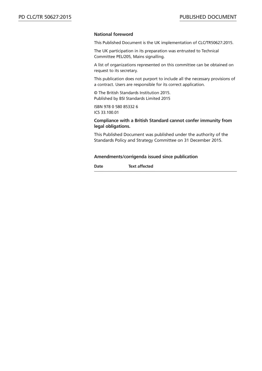BS PD CLC/TR 50627:2015 BS PD CLC/TR 50627:2015 pdf