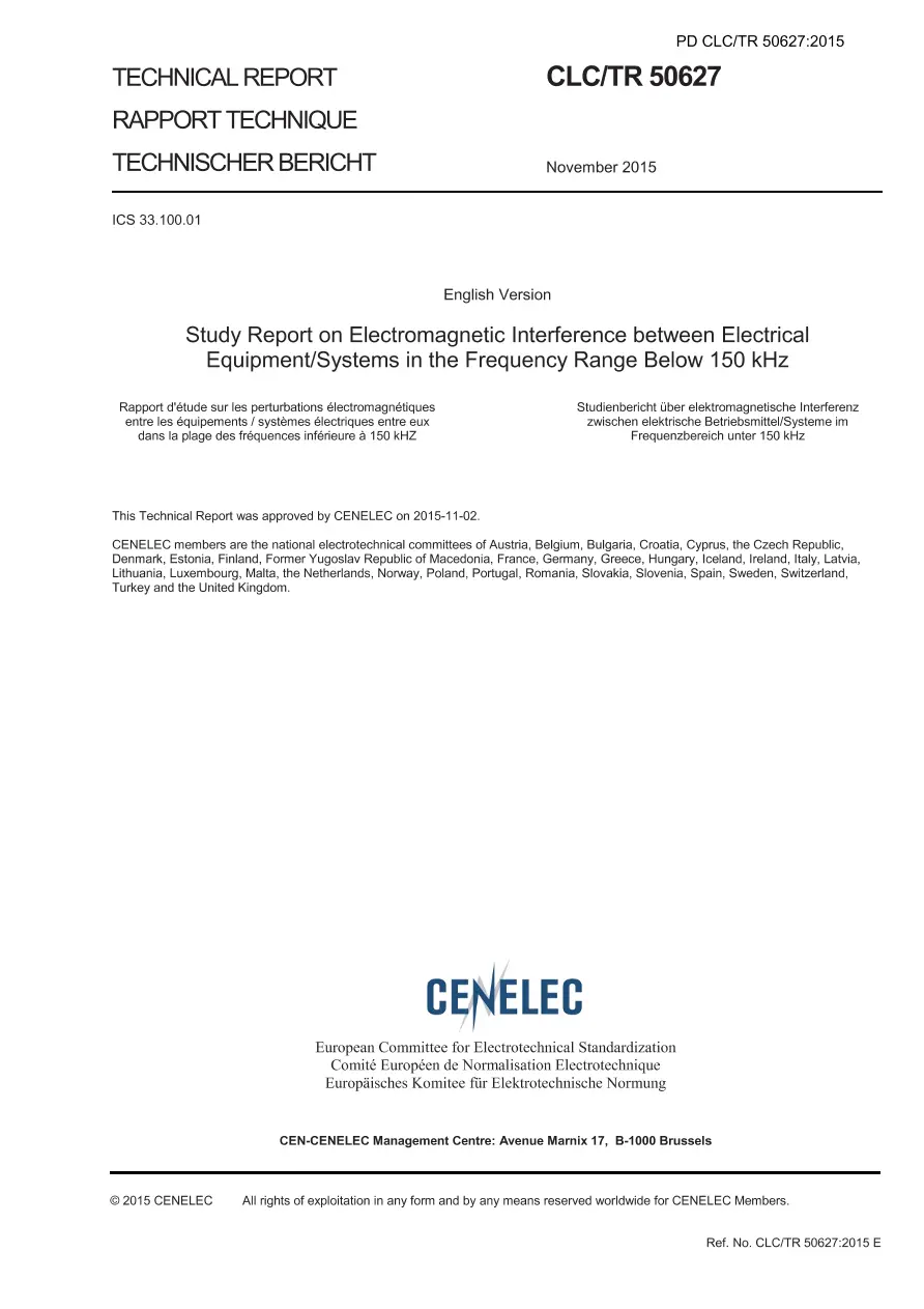 BS PD CLC/TR 50627:2015 BS PD CLC/TR 50627:2015 pdf