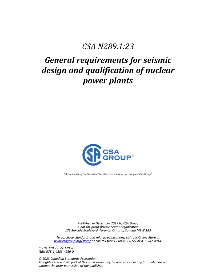 CSA N289.1:23 CSA N289.1:23 pdf