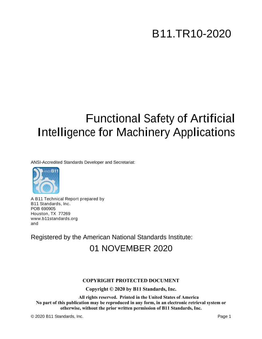 B11 B11.TR10:2020 B11 B11.TR10:2020 pdf