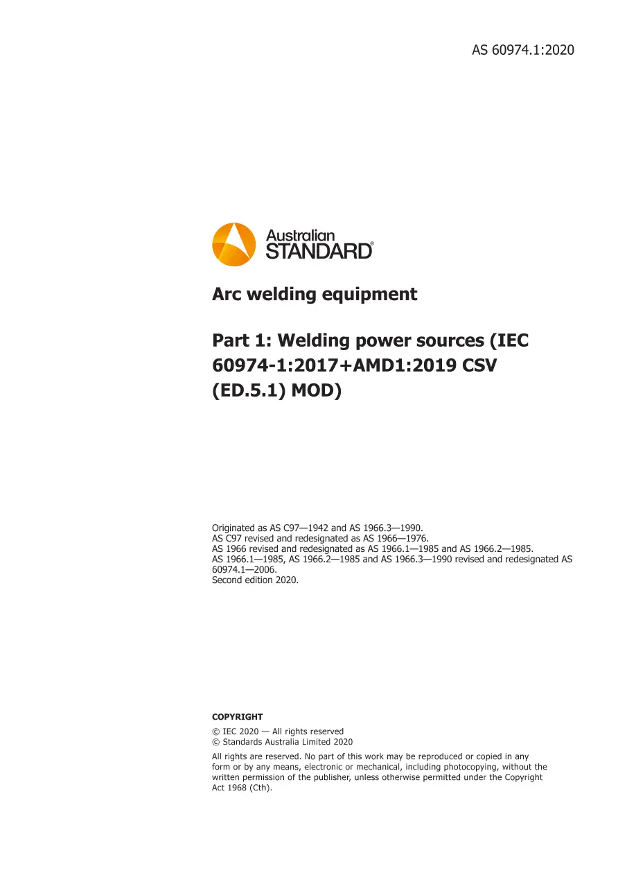 AS 60974.1:2020 AS 60974.1:2020 pdf