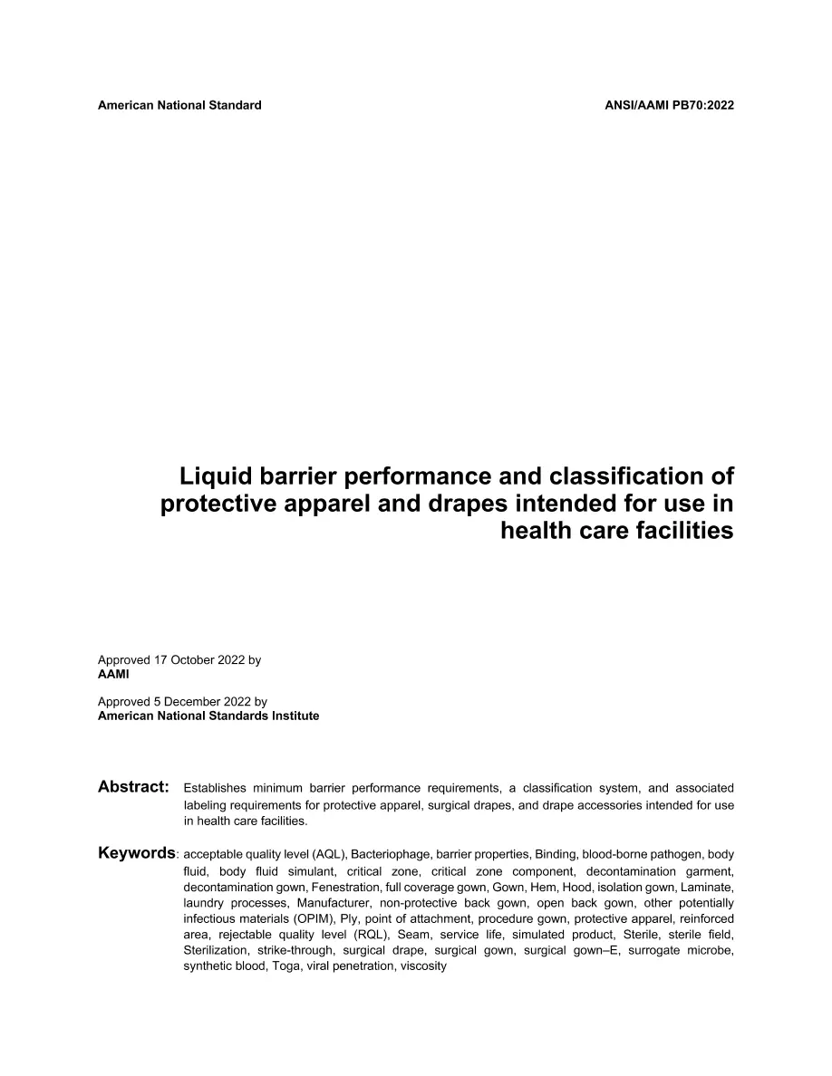 AAMI PB70:2022 pdf