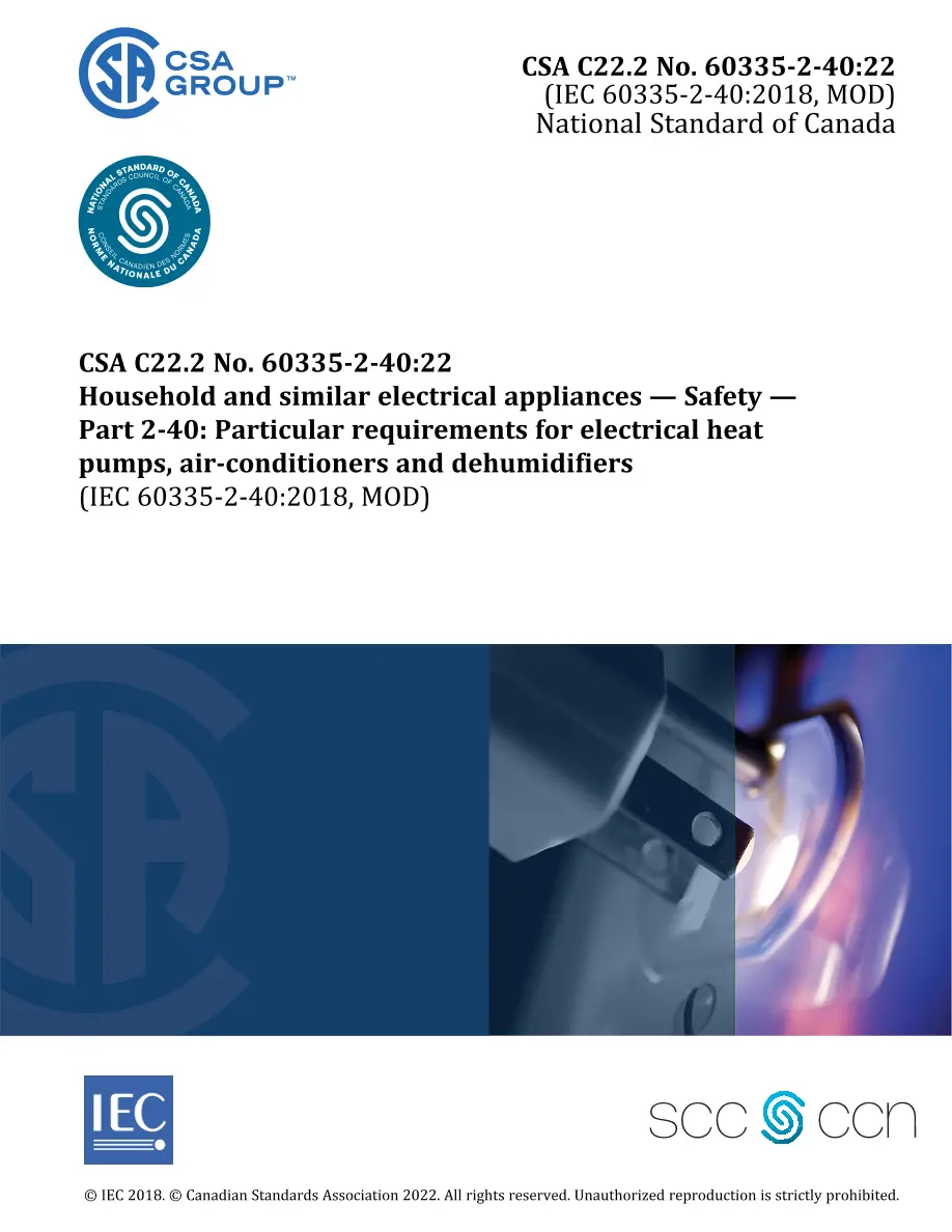 CSA C22.2 NO. 60335-2-40:22 CSA C22.2 NO. 60335-2-40:22 pdf