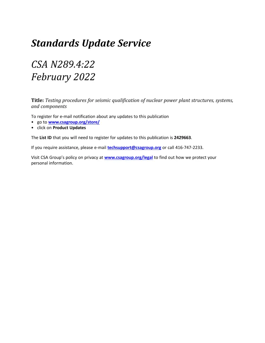 CSA N289.4:22 CSA N289.4:22 pdf