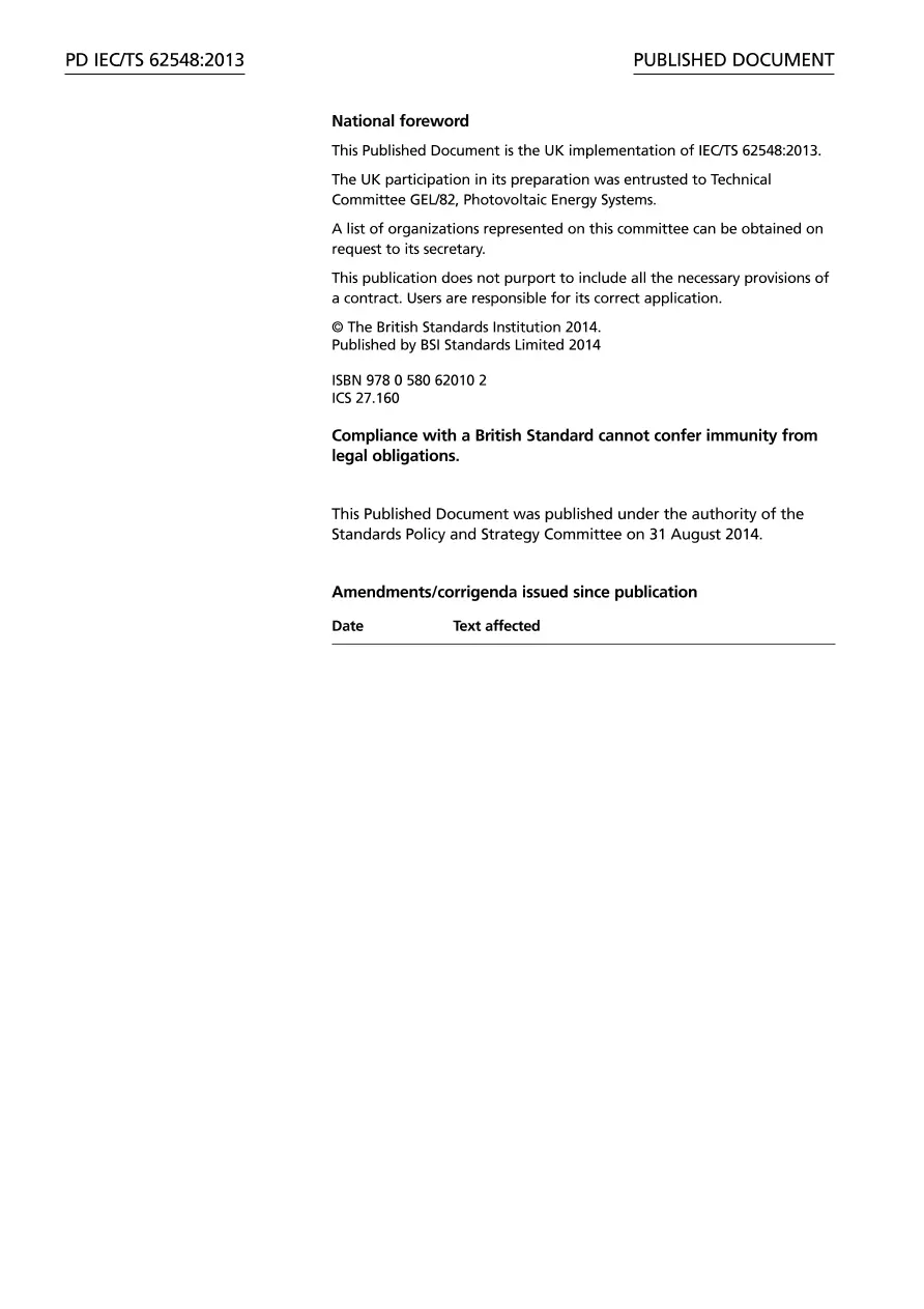 BS PD IEC/TS 62548:2013 BS PD IEC/TS 62548:2013 pdf