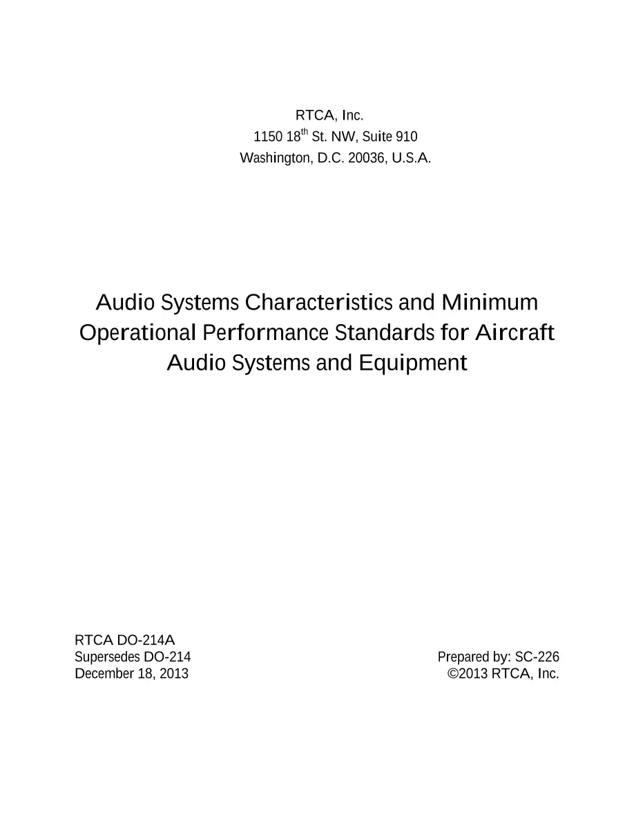 RTCA DO-214A RTCA DO-214A pdf