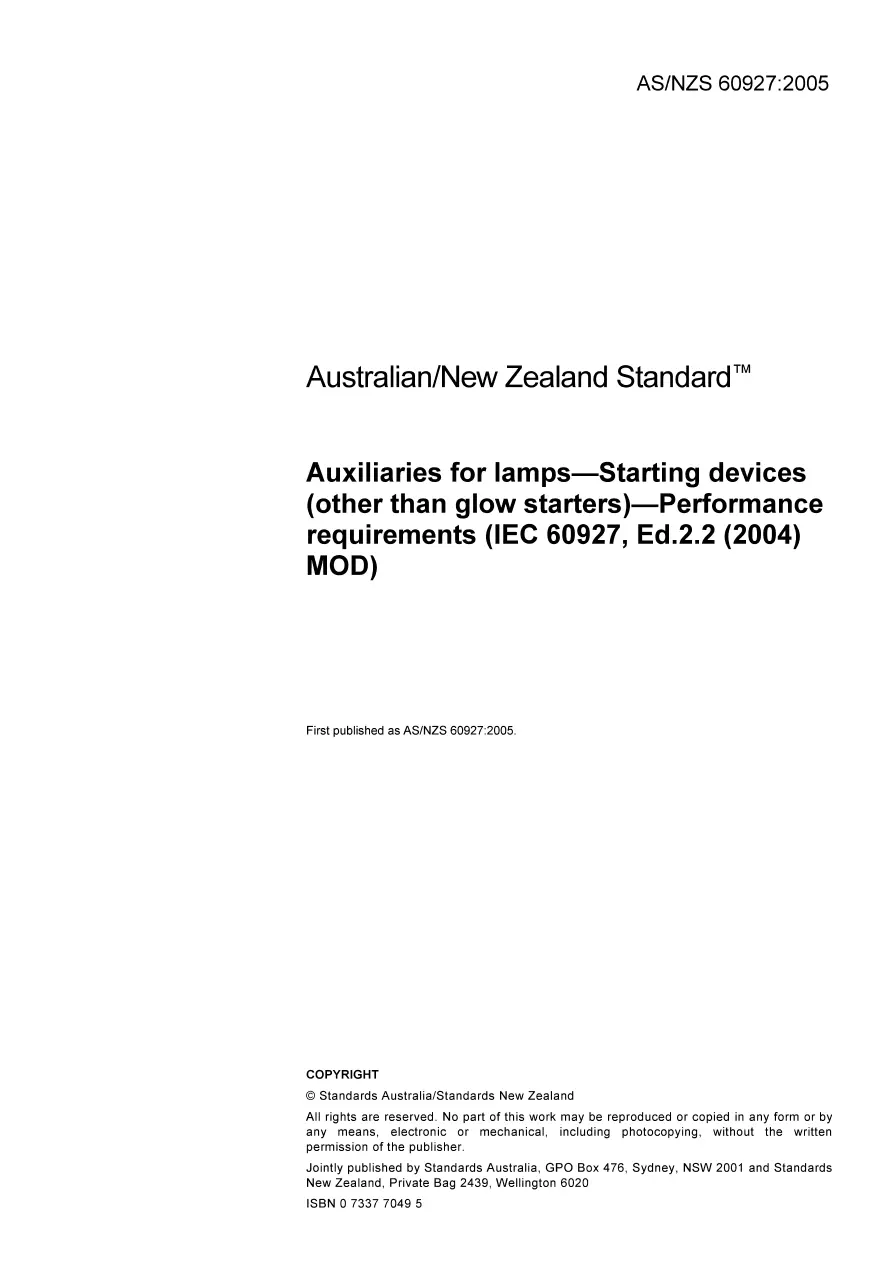 AS/NZS 60927:2005 pdf