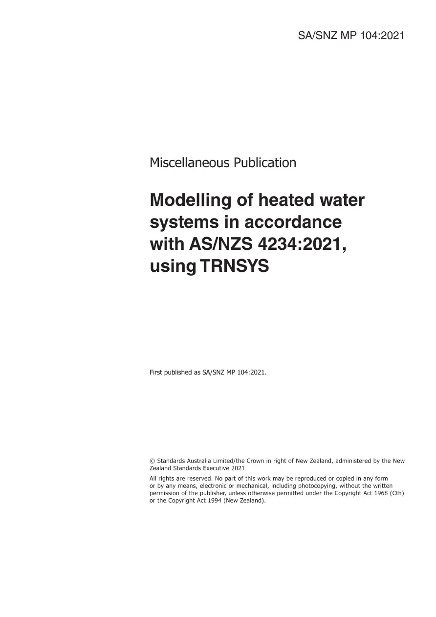SA/SNZ MP 104:2021 pdf